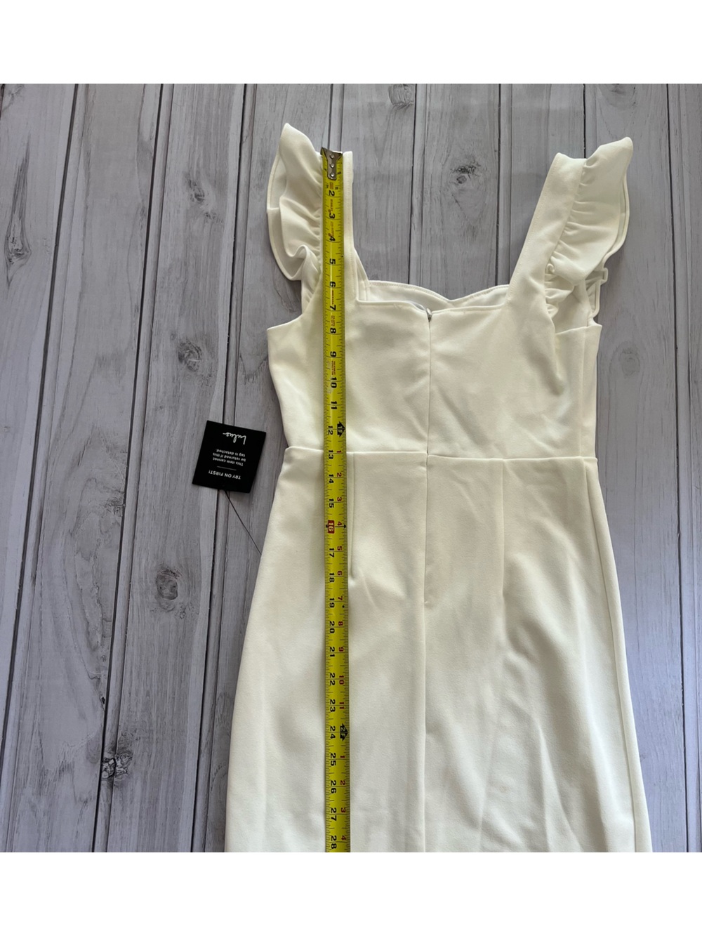 New Lulu’s White Square-Neck sweetheart ruffle bodycon mini dress. Small - Picture 14 of 14
